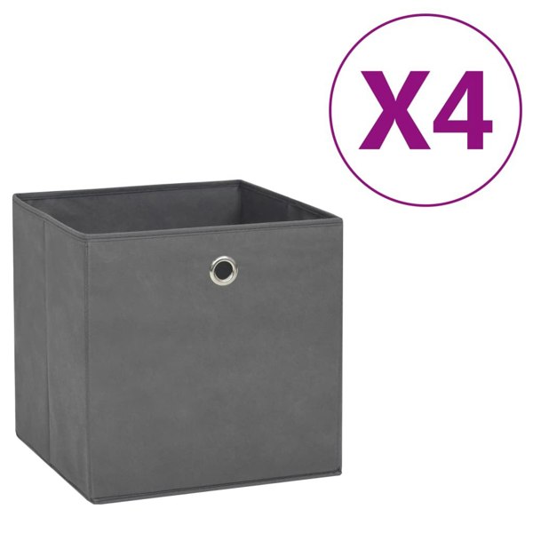 Berkfield Storage Boxes 4 pcs Non-woven Fabric 28x28x28 cm Grey