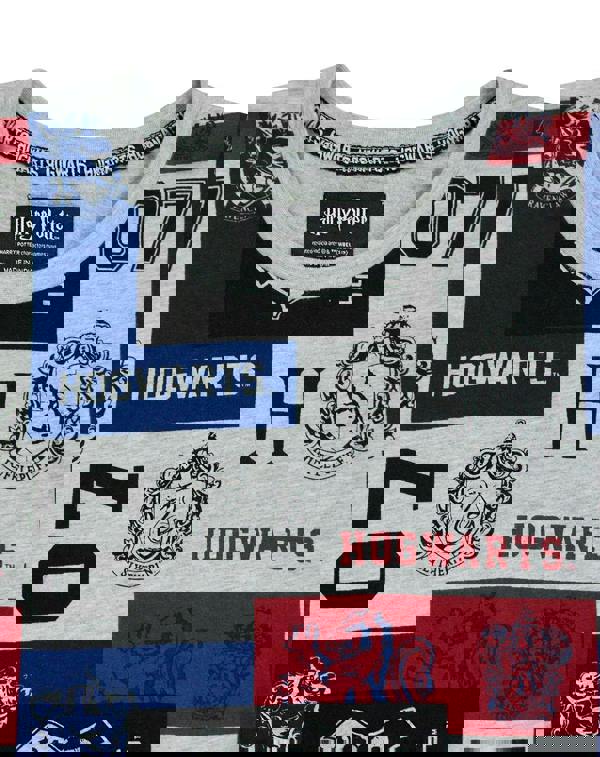 Harry Potter Mens Grey Hogwarts Houses Short Sleeved T-Shirt