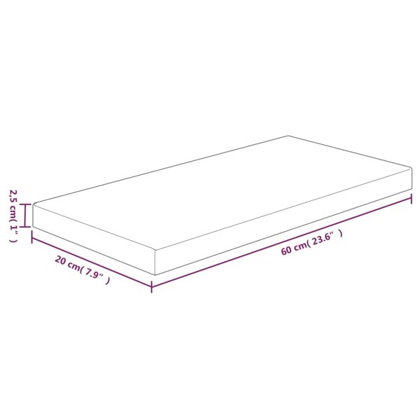 Berkfield Shelf Board 60x20x2.5 cm Untreated Solid Wood Oak