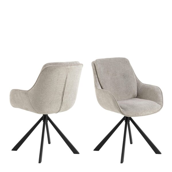 Wyld Haus Pebbleseed Set of 2 Sand Upholstered Swivel Dining Chair