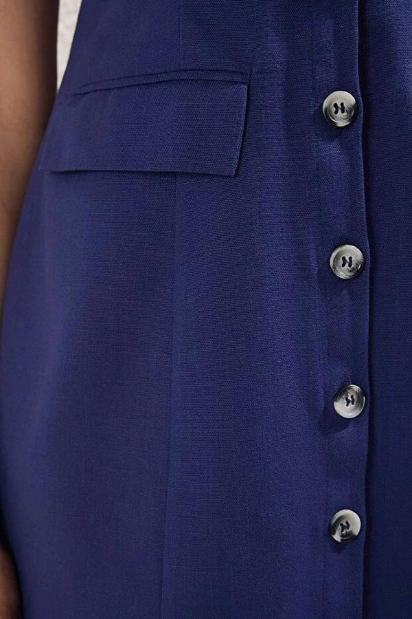 WOVCOR Linen Blend Mini Woven Shirt Dress with Pocket Detail