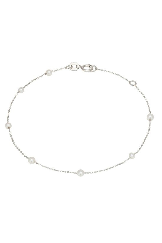 Latelita Solid 14k White Gold Natural Spaced Pearl Bracelet