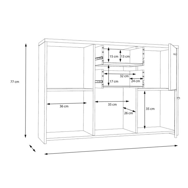 Wyld Haus Willowmere White and Artisan Oak Wood Chest Storage Cabinet 2 Drawers 5 Doors