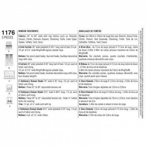 Simplicity Sewing Pattern 1176, Curtains One Size - Intermediate