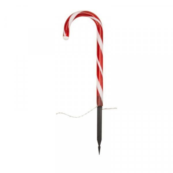 Samuel Alexander Set of 6 Light up Red & White Stripe Christmas Candy Cane Garden Stakes with LEDs