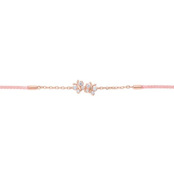 Enchanting Flutterfly™ Rose Gold Vermeil Silk Cord Butterfly Bracelet | Gold Jewellery | BLOOMTINE