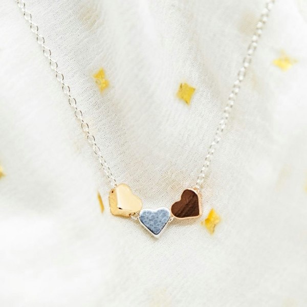 The Colourful Aura Stainless Steel Tricolour Small Three Heart Love Pendant Necklace