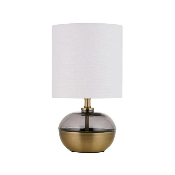 Emmy Antique Brass and Smoke Glass Table Lamp