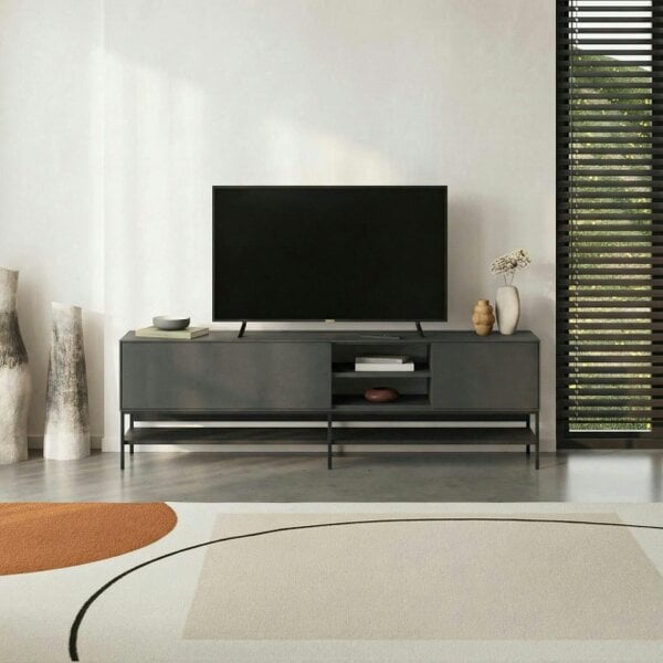 Decortie Amira 180cm Modern TV Stand, Entertainment Centre with Metal Legs & Push-to-Open Doors
