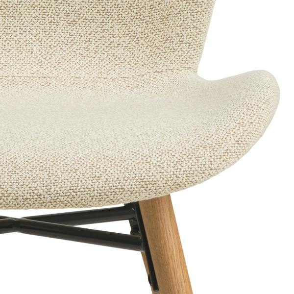Furniture To Go Corby Round Dining Table with White Polished Marble Top & Black Base includes 4 Batilda Dining Chairs in Cream/Oak
