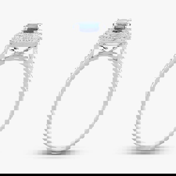 T. H. Baker 18ct White Gold 0.85ct Brilliant Cut Tanzanite & 0.33 Diamond Shoulder Set Halo Ring NTR2017TZD-18W