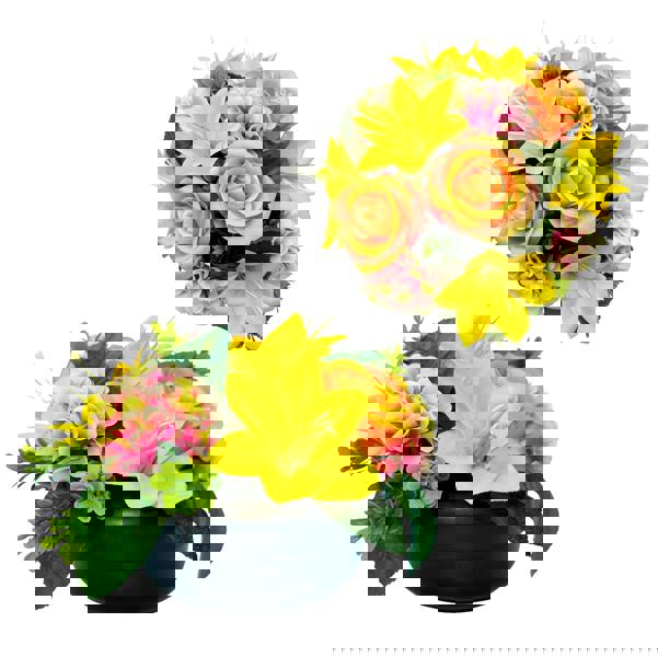 Memorials Direct Premium Artificial Grave Flowers – 24cm Peach Rose With Lily & Chrysanthemum | Weighted Pot