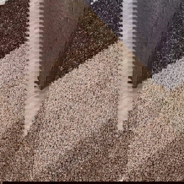 Shaggy Rug Geometric Design Brown