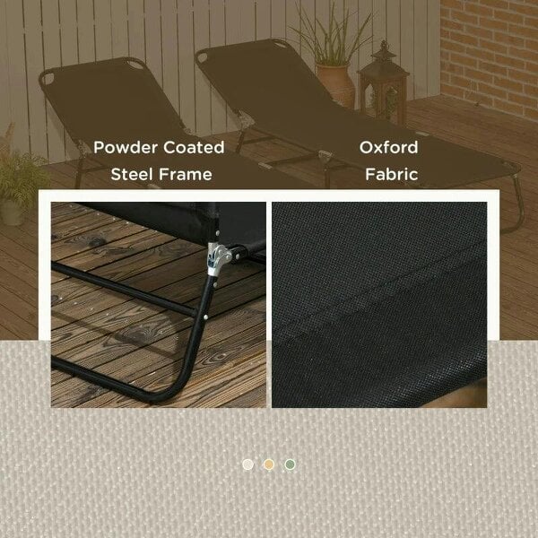 Bobobiy Set of Two Metal Frame Folding Sun Loungers - Black
