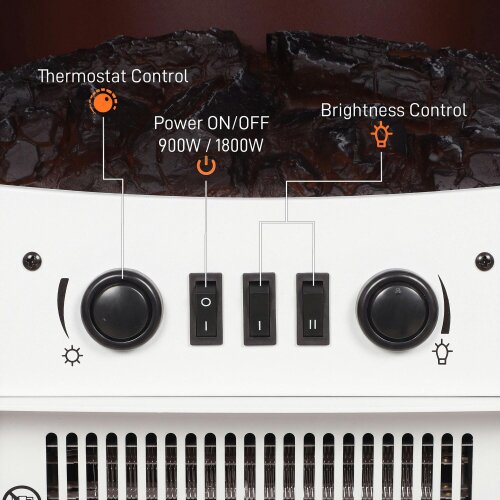 HOMCOM 900W/1800W Freestanding Electric Fireplace, Room Heater, White