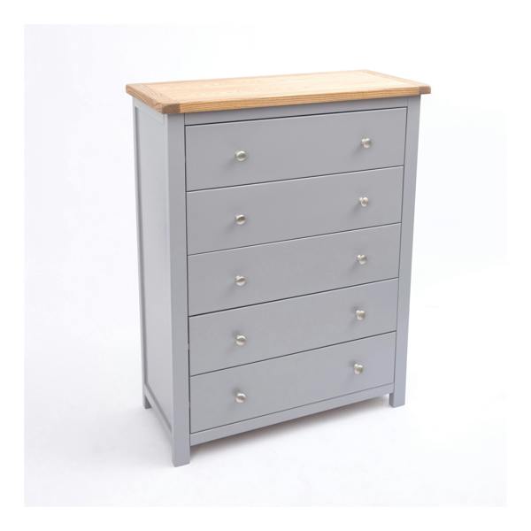 Cabinet Bits Mirano 5 Drawer Chest of Drawers Chrome Knob
