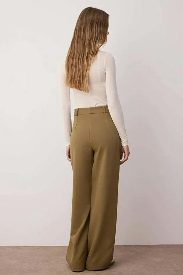 Hoxton Gal High-Waist Wide-Leg Pleated Woven Trousers