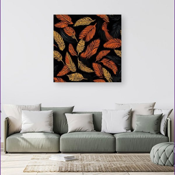 Warren Reed Orange Feather Leaves Canvas