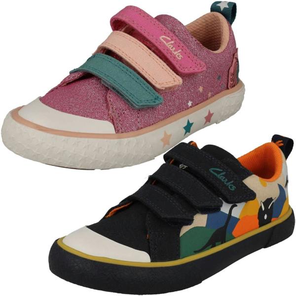 Clarks Childrens Clarks Animal Detailed Hook & Loop Canvas Shoes Foxing Play