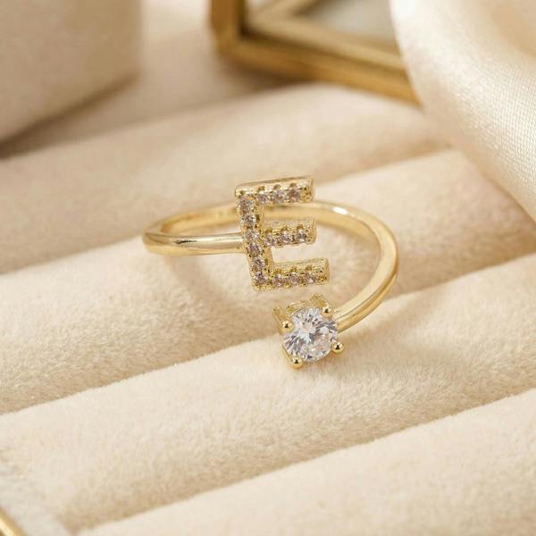 Harfi 18ct Gold Plated Adjustable Personalised Initial Ring