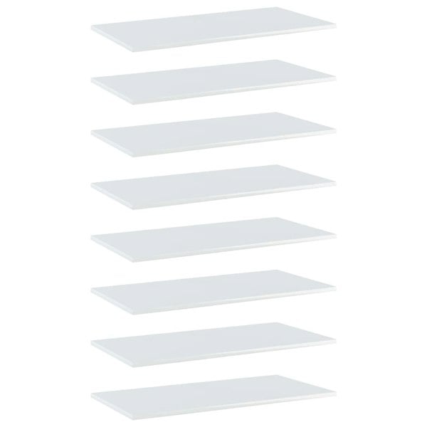 Berkfield Bookshelf Boards 8 pcs High Gloss White 80x40x1.5 cm Engineered Wood