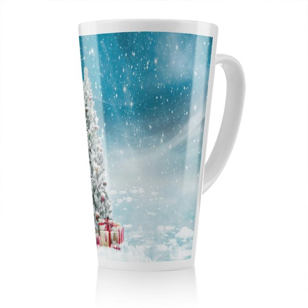 Benjamin Tate Design Beautiful Decorated Snowed In Christmas Tree Dining Latte Mug