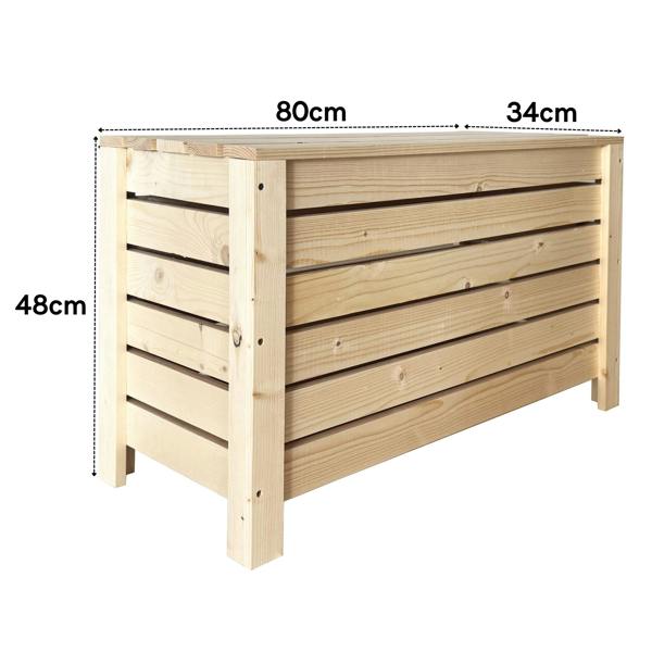 Core Products Wide Slatted Storage Box with Lid, Pre-Sanded Pine