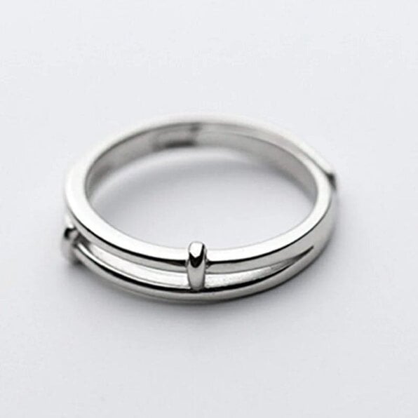 The Colourful Aura Adjustable Silver his and hers Zircon Promise Striped Ring set
