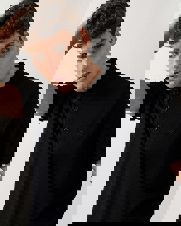 BOSS Green Paddy Mens Cotton-Piqué Polo Shirt with Contrast Logo - Black 009