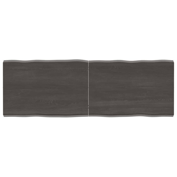 Berkfield Table Top Dark Grey 120x40x4 cm Treated Solid Wood Oak Live Edge