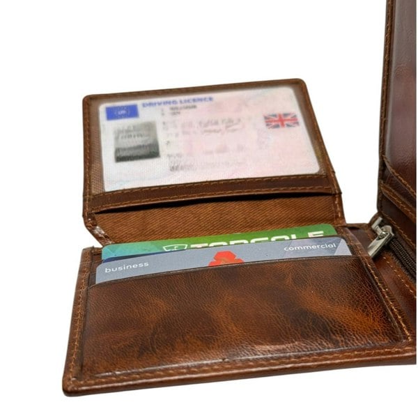 SPORTGIFTZ - Buffalo Leather Rugby Wallet | RFID Protection | 7 Card Slots | Coin Pouch & ID Holder | Rugby Fan Accessory
