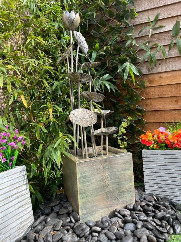 Tranquillity Water Features Grand Zinc Flower Modern Metal Water Feature