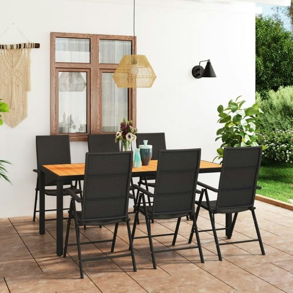 Berkfield 7 Piece Garden Dining Set Black and Brown