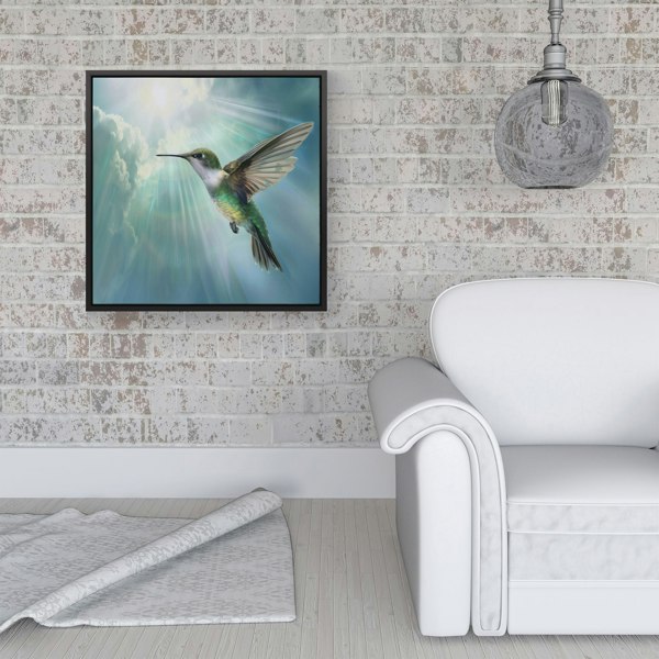 Warren Reed Hummingbird In A Beautiful Sky Framed Canvas