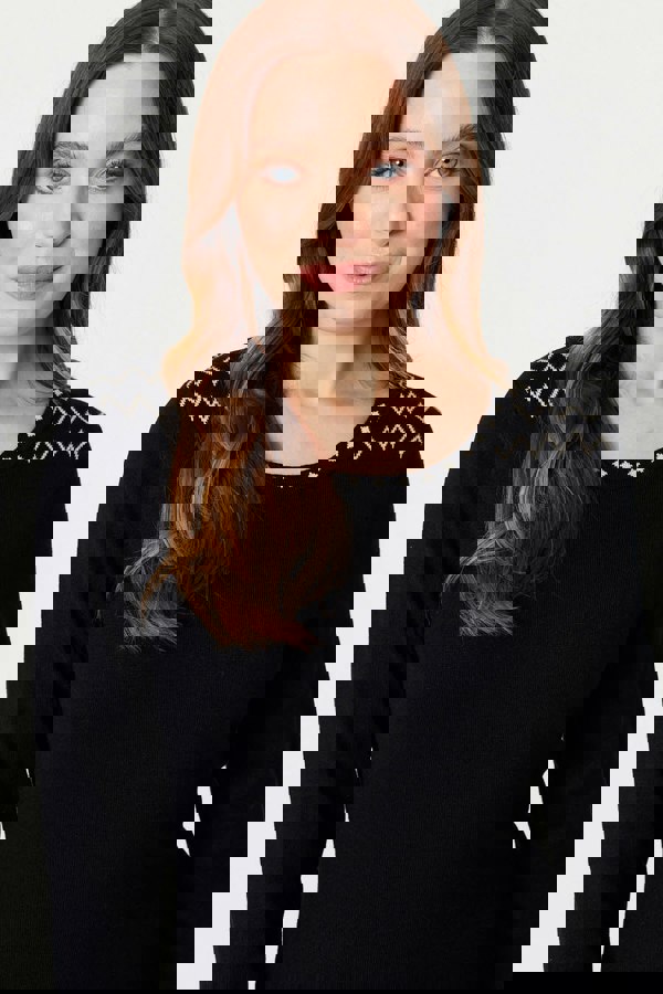 Black | Printed Knit Skater Dress