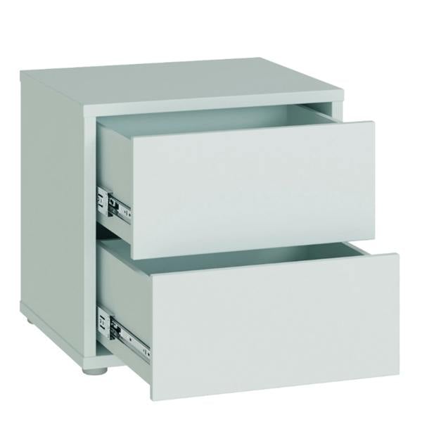 Furniture To Go Alice Springs Low Bedside Cabinet with 2 Drawers Push-to-Open in Light Grey