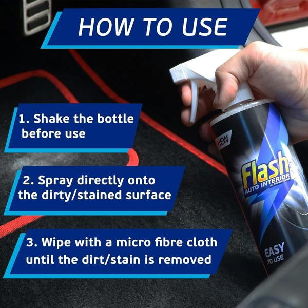 FLASH All-Purpose Car Interior Cleaner Spray Safe for All Surfaces 500ml