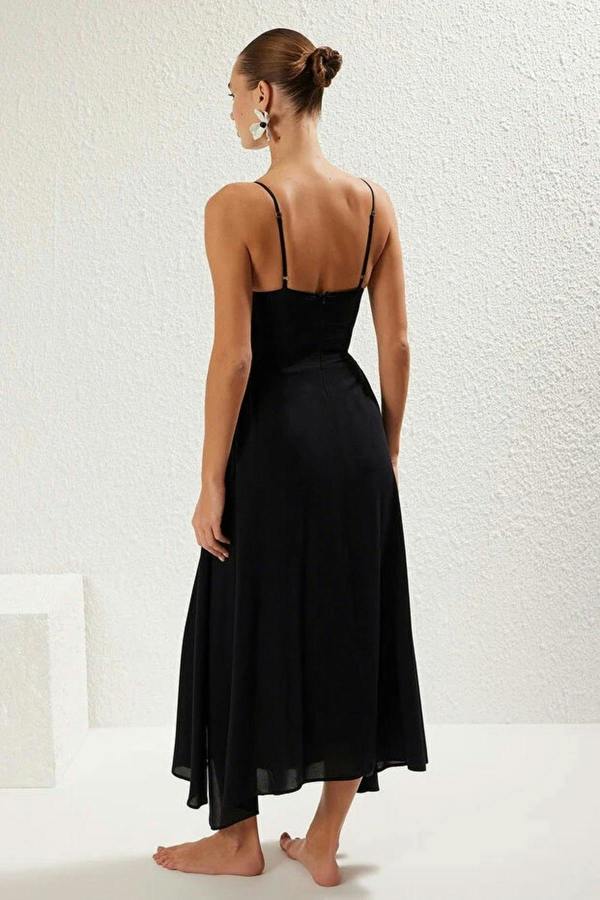 WOVCOR Woven Maxi Beach Dress with Tie Detail