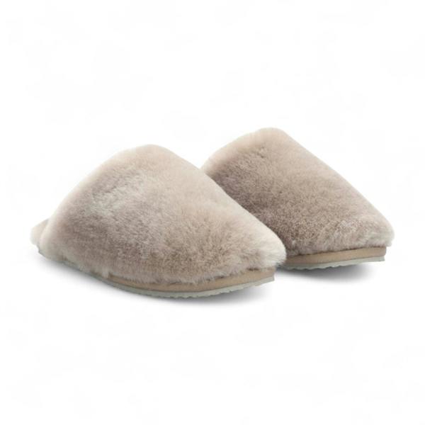 Infinity Leather Women's Sheepskin Slippers Taupe Warm Winter Fur Mule - Aurora