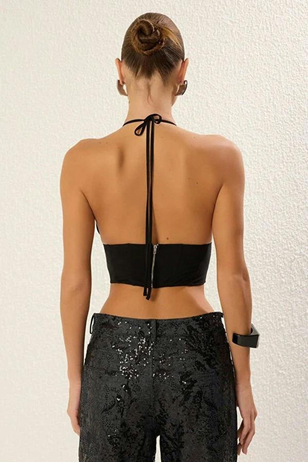 WOVCOR V-Neck Woven Bustier