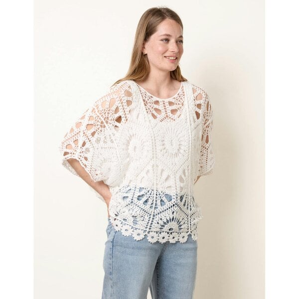 Blue Vanilla Crochet Detailed Kimono Top