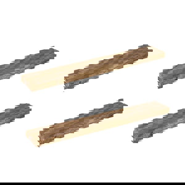 Levede Wall Floating Shelves Wooden Mounted Storage Free Brackets Set 2Pcs 35.5IN 90CM