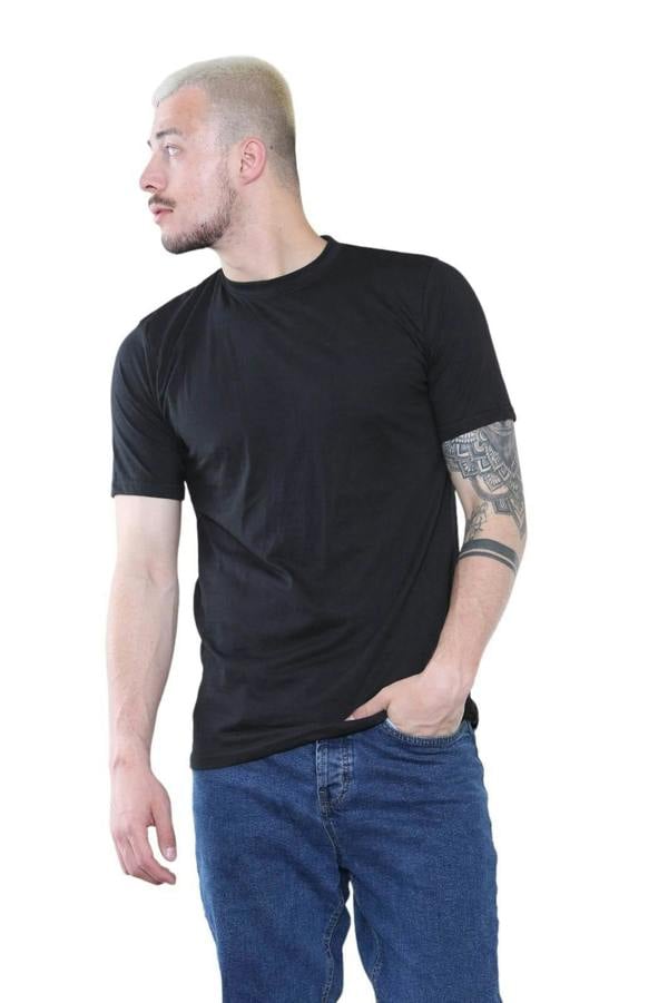 Men's Classic Black T-Shirt – Premium Cotton Crew Neck Tee for Everyday Wear - Elaina Fashion