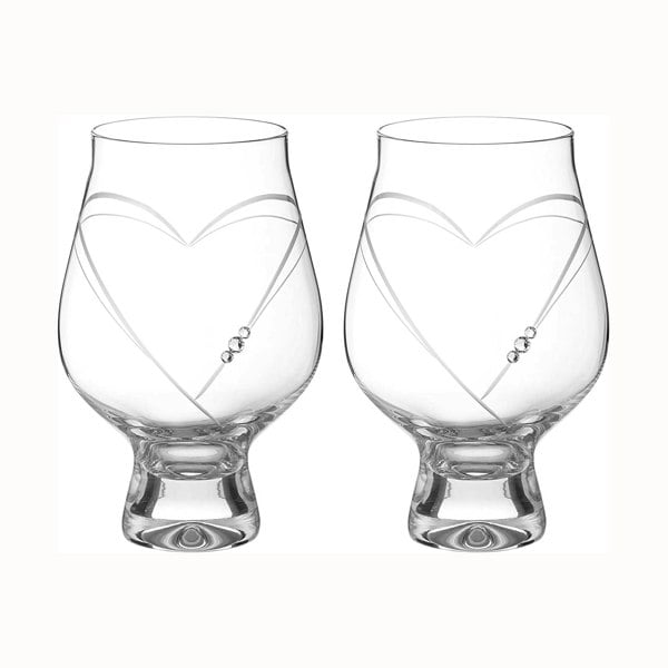 Diamante Hearts Crystal Gin Goblets Adorned with Swarovski® Crystals - Set of 2