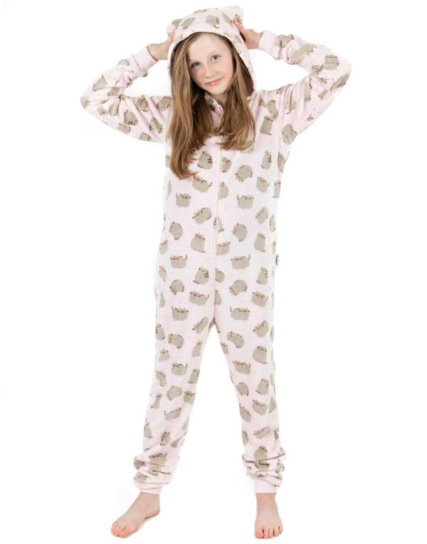 Pusheen Girls Pink All-Over Print With Novelty Ears Onesie