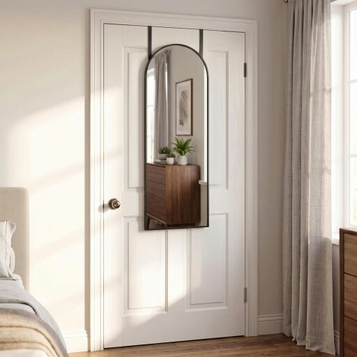 Downton Interiors Black Arched Over Door Metal Mirror 120cm