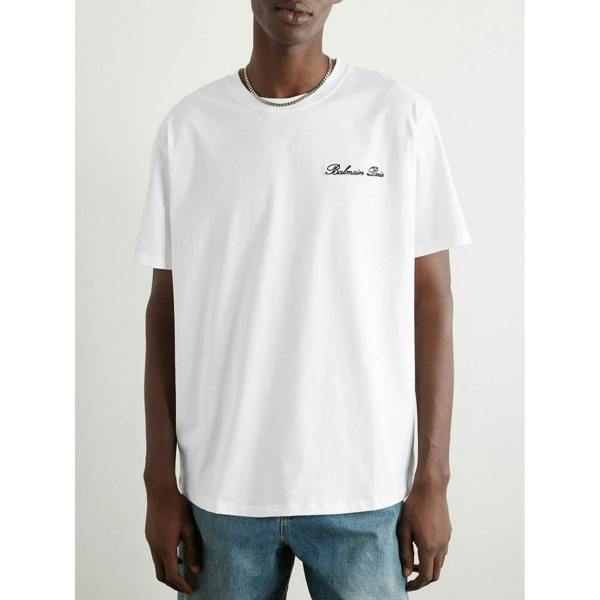 Balmain Logo Embroidered Loose Fit T-Shirt   in  White