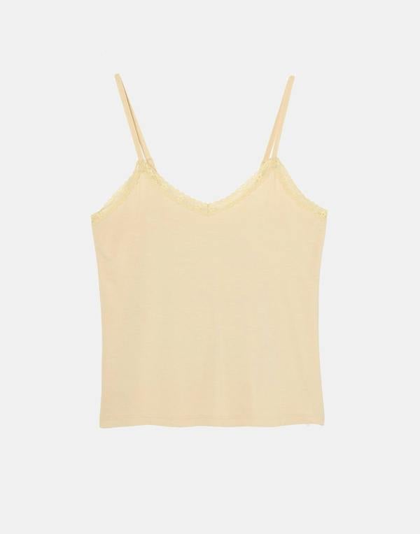 British Boxers Women's Bamboo Lace Camisole Pyjama Set – Soft Sand