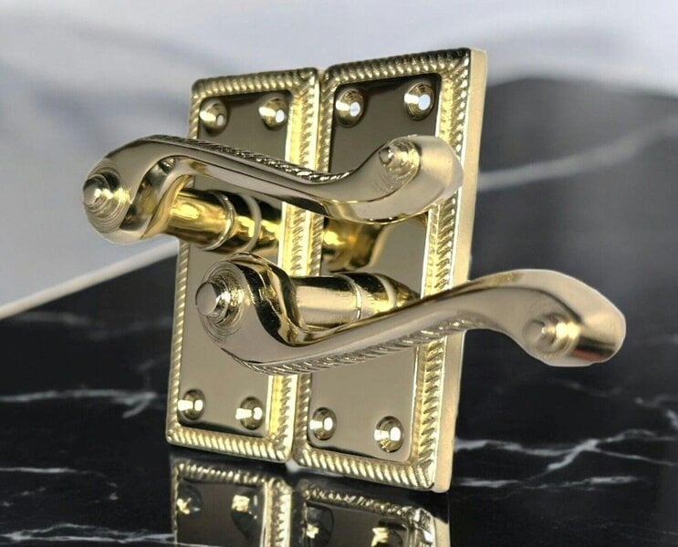 EDH Door Hardware Georgian Style Scroll Brass Finish Door Handles – Internal Door Handles