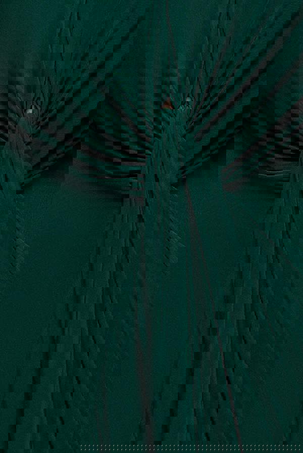 Cowl Plunge Draped Mermaid Maxi Dress - Emerald Green DR4879